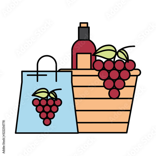 grapes fresh fruits in paper shopping bag