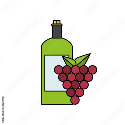 wine bottle drink with grapes fruits