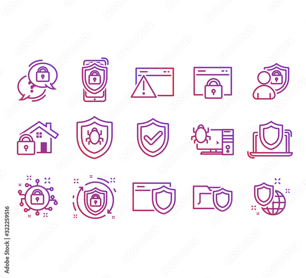 Cyber security icons. 