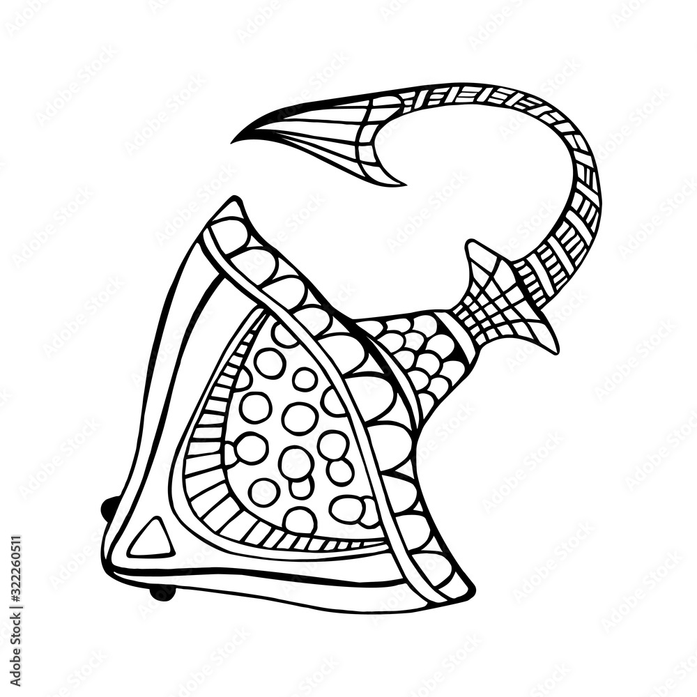 Hand drawn stingray coloring vector illustration for children and ...