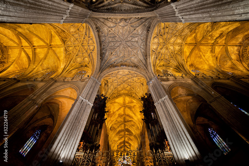 Gothic Vaults of Seville Cathedral in Spain