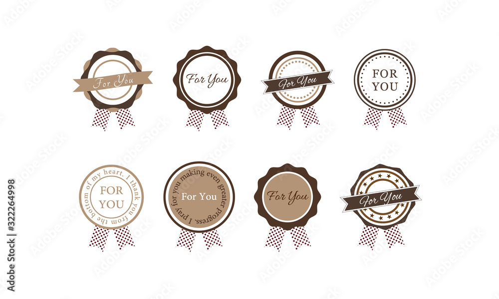 シール ギフト セット イラスト ベクター かわいい レトロ ヴィンテージ かっこいい シンプル 茶色 Stock Vector Adobe Stock