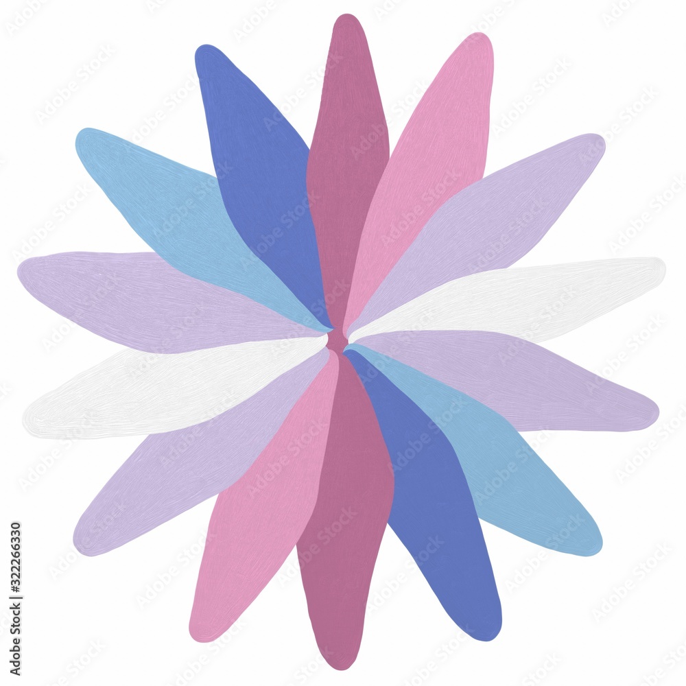 Bigender Pride Flag flower illustration, pink, purple, blue and white ilustração do Stock