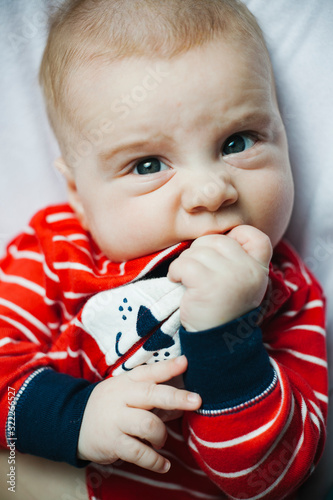 Close up portrait newborn baby boy
