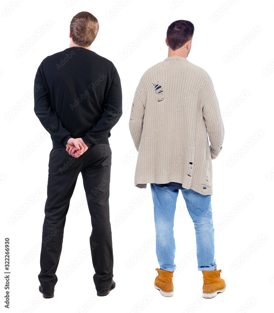 Back view of two man in sweater. Back view of two man in sweater.