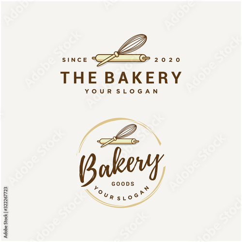 Fotografia bakery vector logo design template