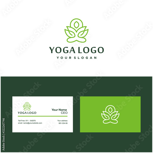 yoga pose lotus flower vector logo design
