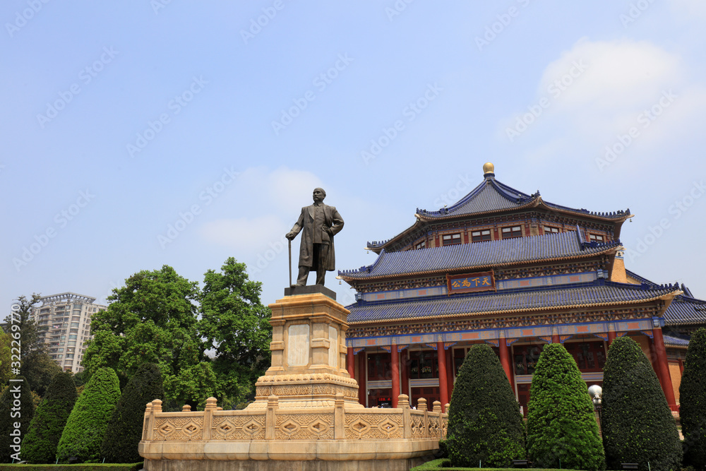 Sun Yat-sen Statue in Zhongshan Memorial Hall, Guangzhou, Guangdong Province, China
