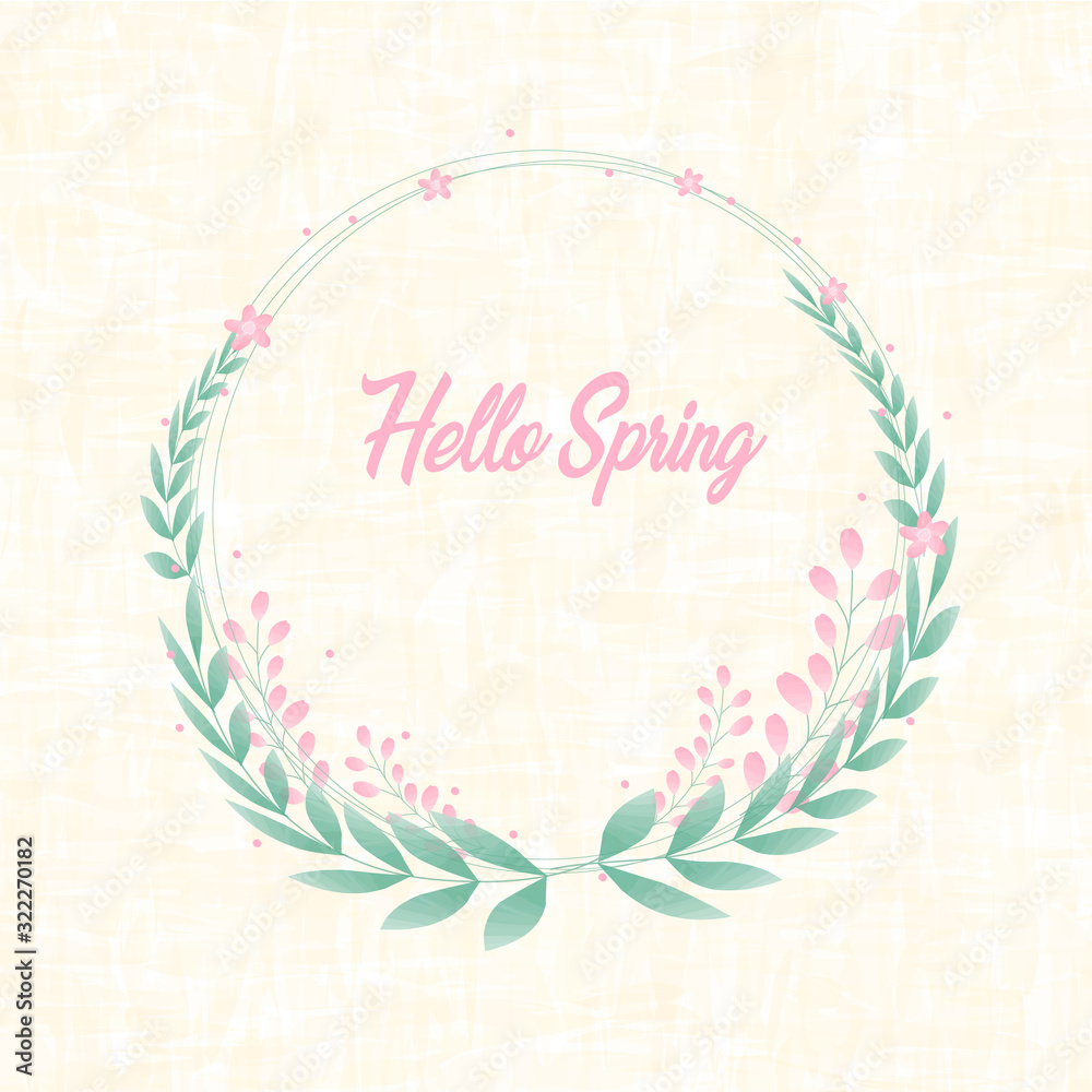 Obraz premium Hello spring. Wreath drawn in vector, imitates watercolor.