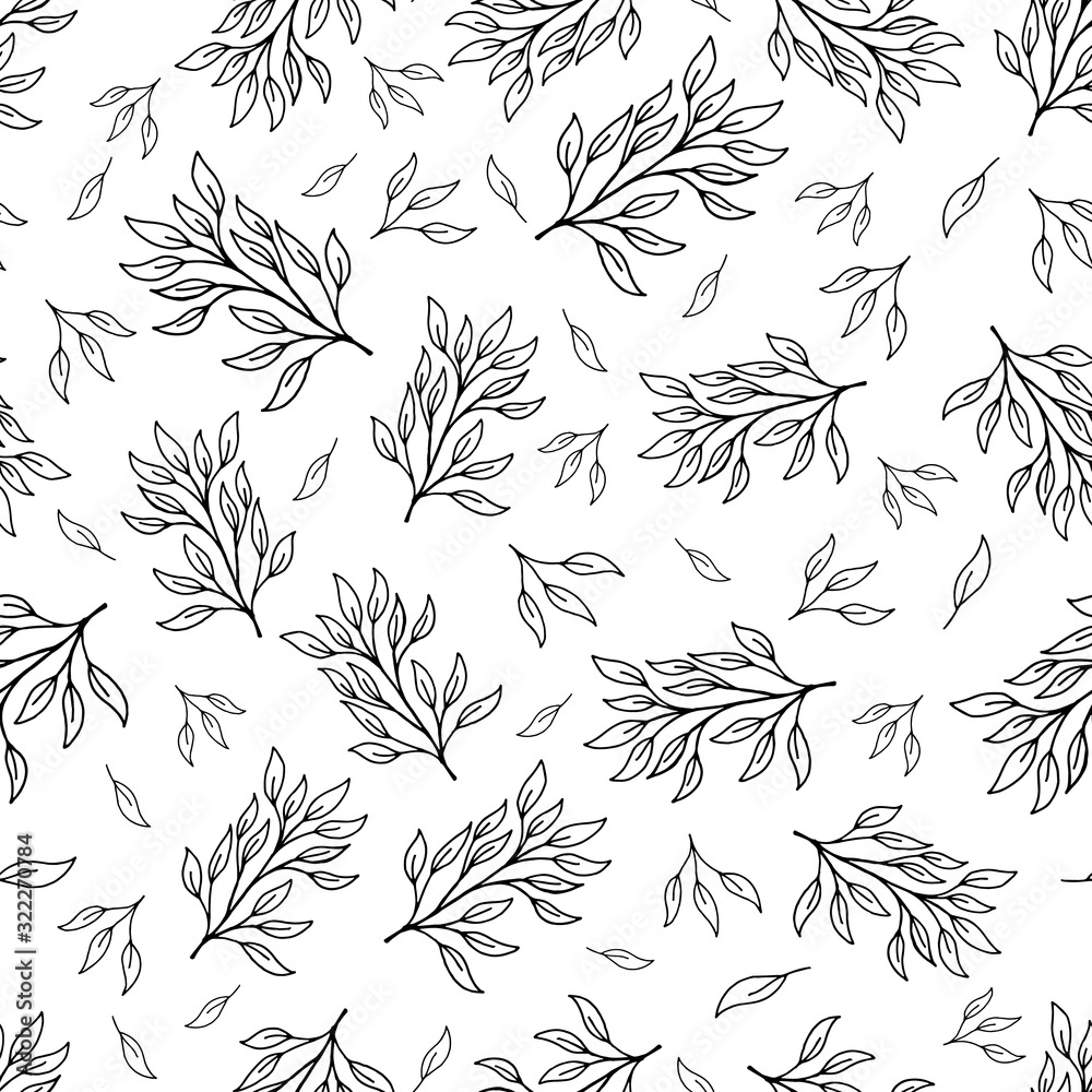 Fototapeta premium Seamless pattern with medicinal flowers and leaves on a white background.