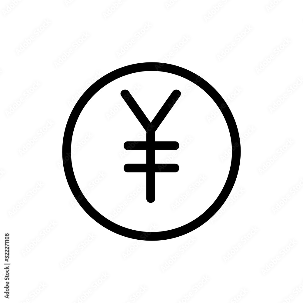 Japan coin icon vector. Thin line sign. Isolated contour symbol illustration Japan coin icon vector. Thin line sign. Isolated contour symbol illustration