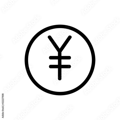 Japan coin icon vector. Thin line sign. Isolated contour symbol illustration