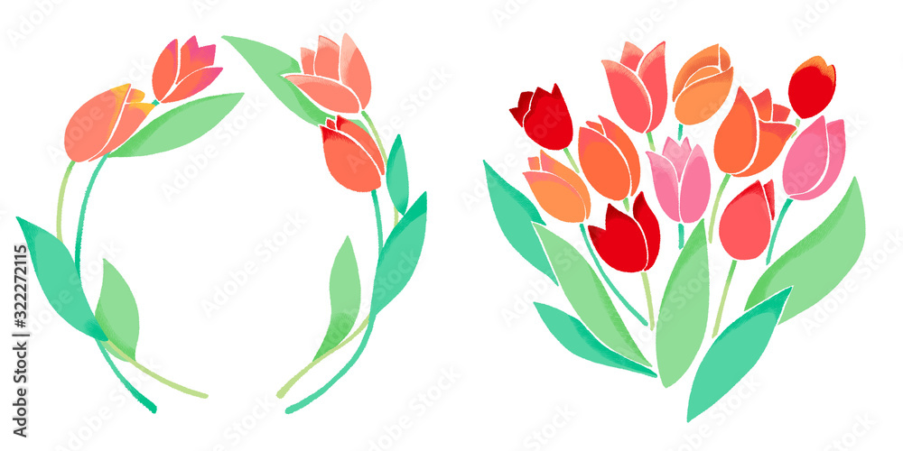 チューリップのフレーム 花束イラスト Stock Illustration Adobe Stock