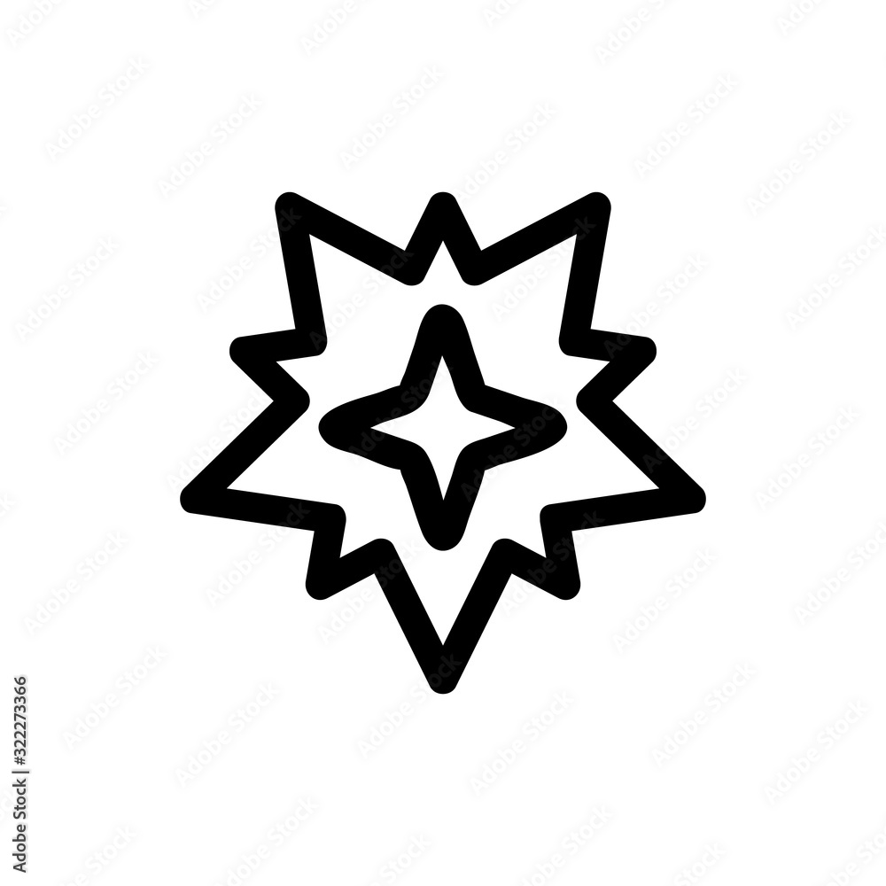 Star shining glitter icon vector. Thin line sign. Isolated contour symbol illustration Star shining glitter icon vector. Thin line sign. Isolated contour symbol illustration