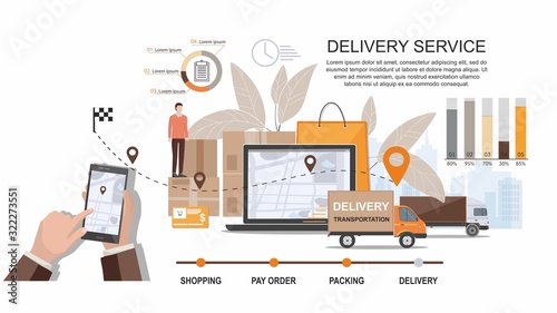 Delivery service. Business logistics. Commercial delivery service concept. Infographic