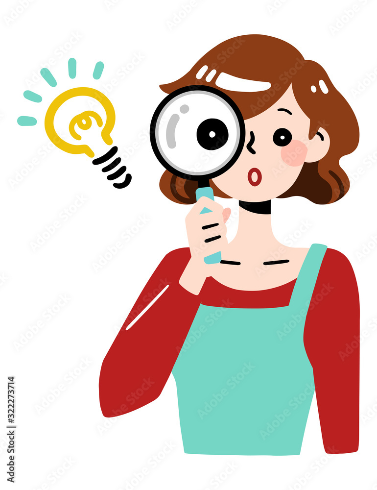 magnifying glass / woman, mom / look in magnifying glass / woman, mom / look in
