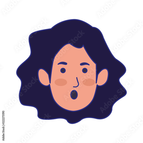 cartoon woman face with surprised expression