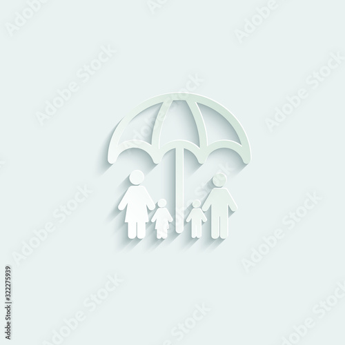 Family Icon. paper symbol family under the umbrella. protect family icon