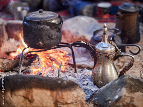 Valokuva Traditional bedouin tea on fire in the Wadi Rum desert, Jordan