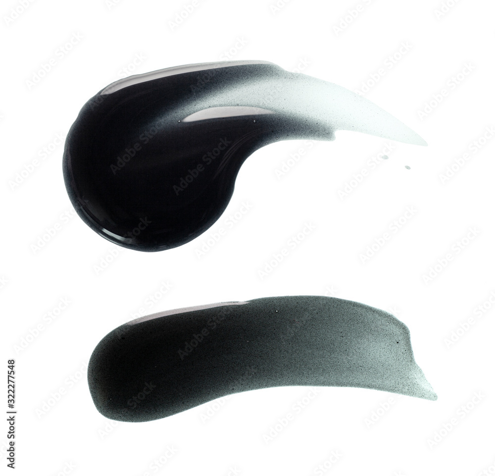 Sample peel-off black charcoal texture mask white isolated background Sample peel-off black charcoal texture mask white isolated background