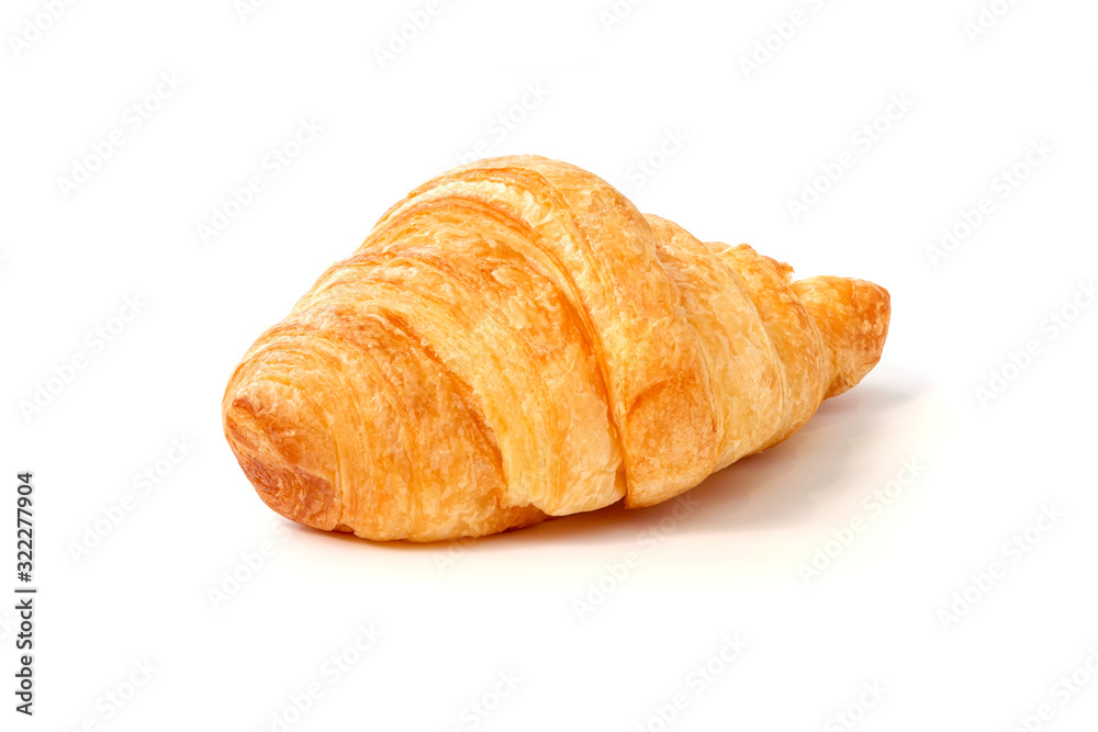 One fresh plain croissant isolated One fresh plain croissant isolated