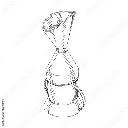 Medical steam inhaler, hand drawn vector illustration.