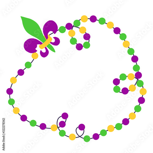 Mardi Gras beads background with place for text