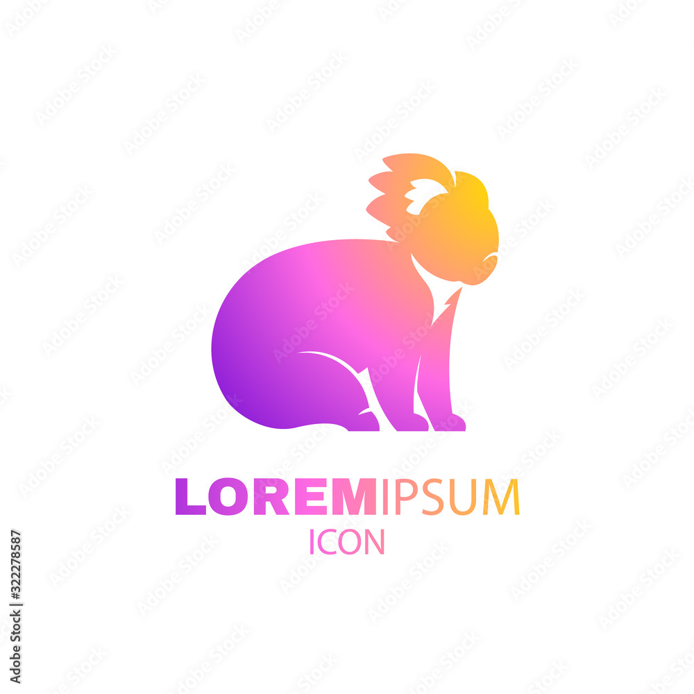 Silhouette of koala in gradient color style. Vector trend icon.