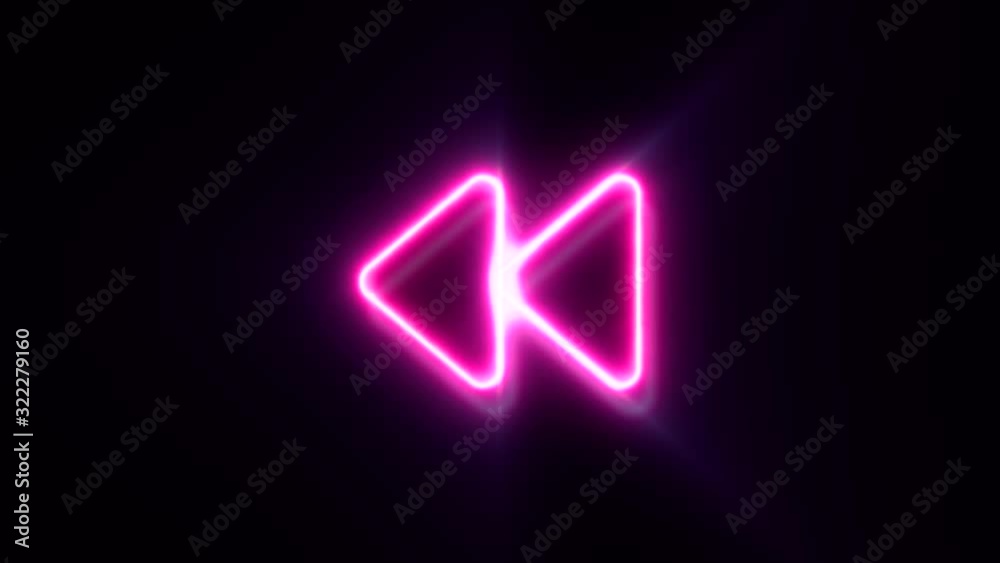 Pink neon fast backward sign blinks and appear in center Pink neon fast backward sign blinks and appear in center