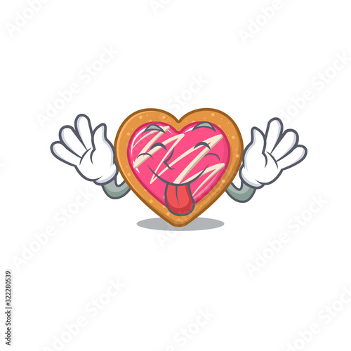 Funny cookie heart mascot design with Tongue out