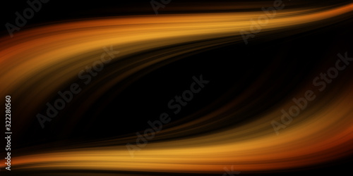  Gold curve abstract pattern on dark background, copy space composition, luxury concept