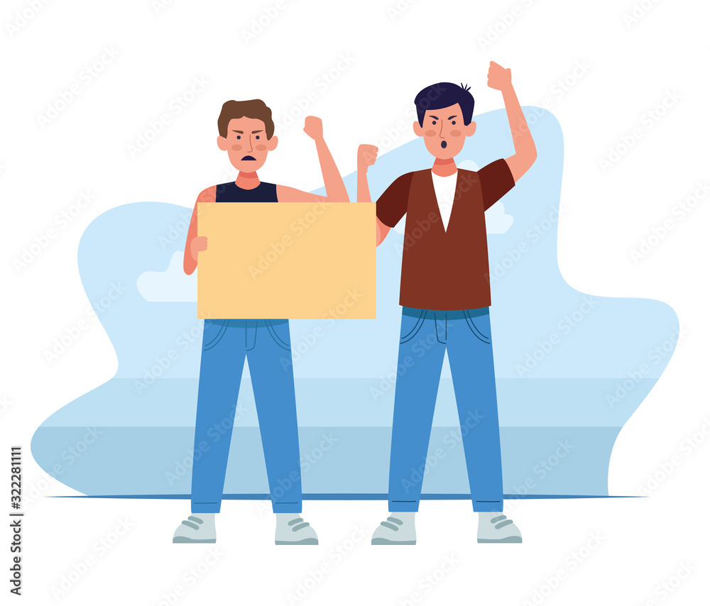 men standing holding blank sign, colorful design men standing holding blank sign, colorful design