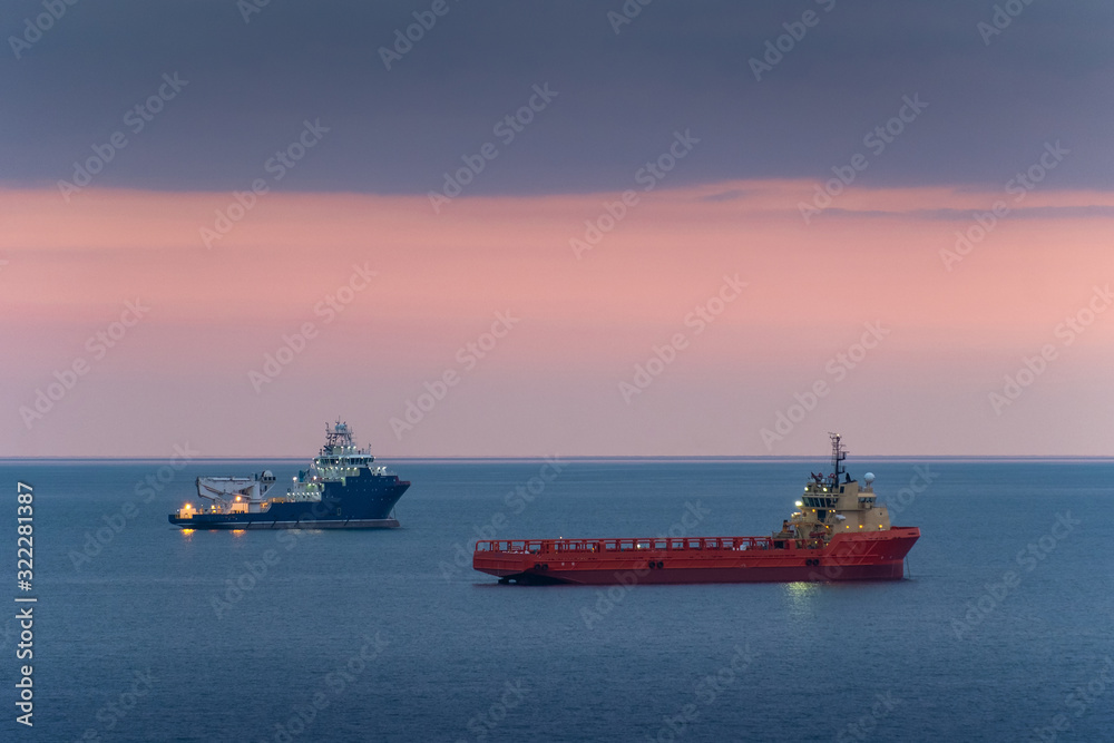 offshore supply ship sunset
