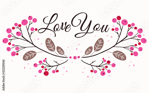 Hand drawn lovely romantic floral greeting card. Hand drawn vector illustration. Doodle flowers and leaves. Special your day, wedding, birthday, Valentine's day, blogs, prints. Vector illustration