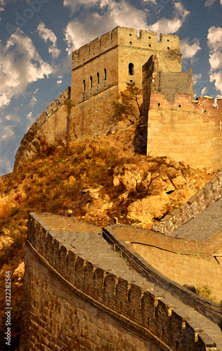 Sticker Illustration of the great wall of china