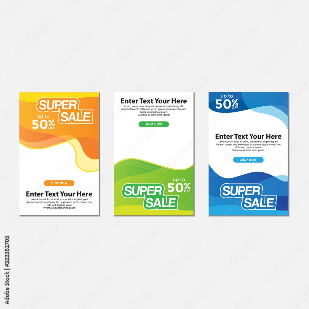 Super sale ads banner with abstract orange, green, blue Super sale ads banner with abstract orange, green, blue