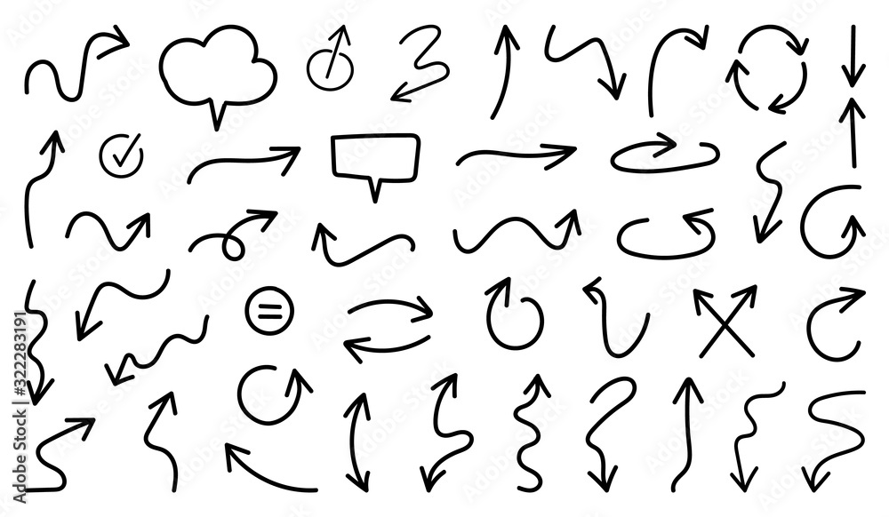 Hand drawn arrow mark icons vector