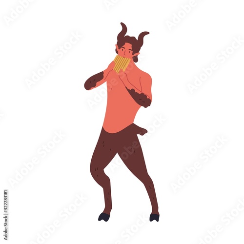 Fototapeta Greek mythology creature satyr vector flat illustration