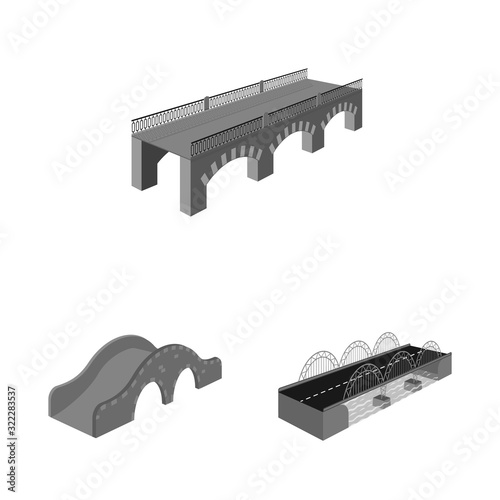 Vector design of connection and crossing sign. Collection of connection and design stock vector illustration.