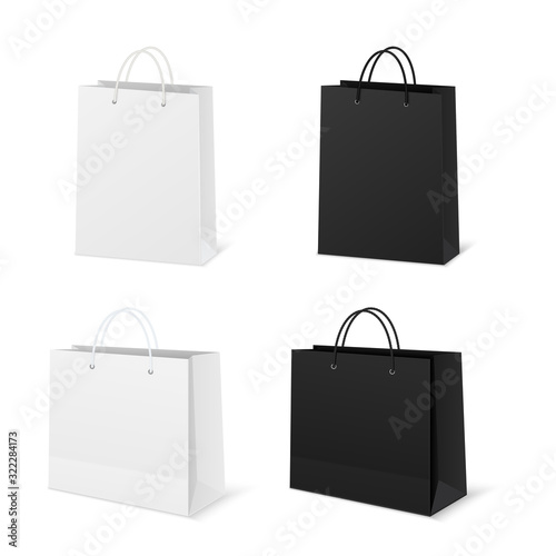Paper bags. Empty cardboard packet on white background.