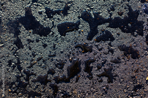 Water drops on asphalt textured abstract background