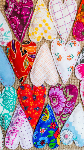 Handmade hearts background, top view  © Leart
