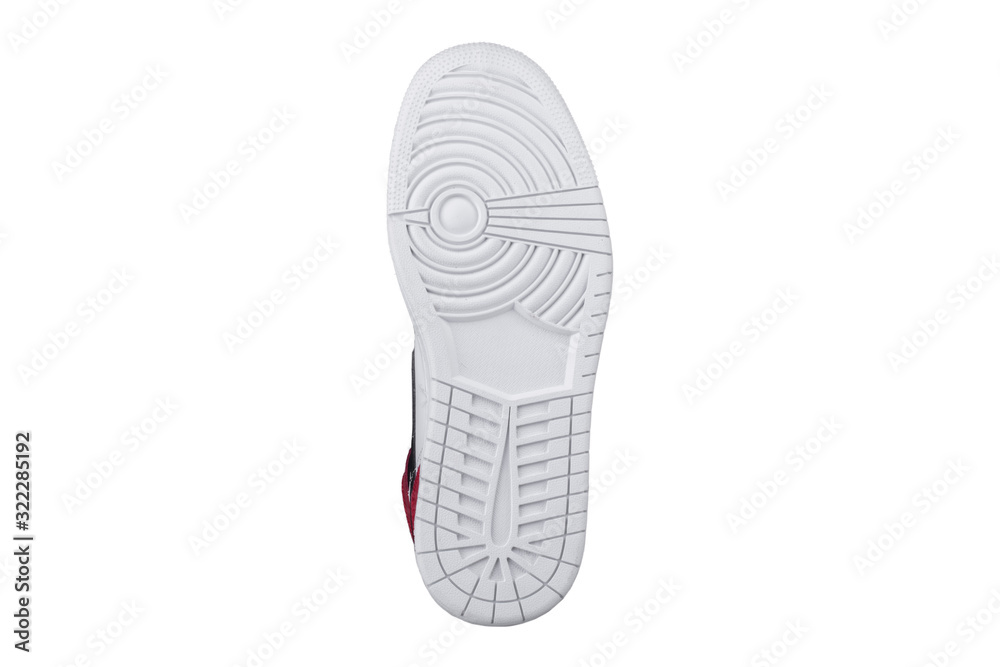 White sole of shoes. Bottom of sneakers on a white background is insulated. White sole of shoes. Bottom of sneakers on a white background is insulated.