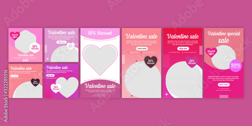 valentine day social media post banner template set