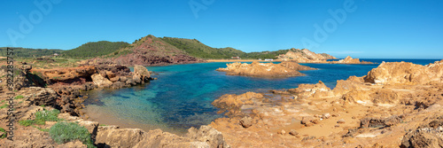 Panorama of Cala Pregonda beach in Menorca, Balearic islands, Spain