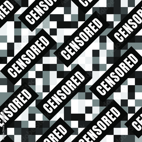 Seamless black and white monochrome vector pattern with diagonal text saying 