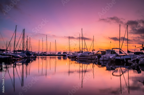 Sunrise over a port in spain 