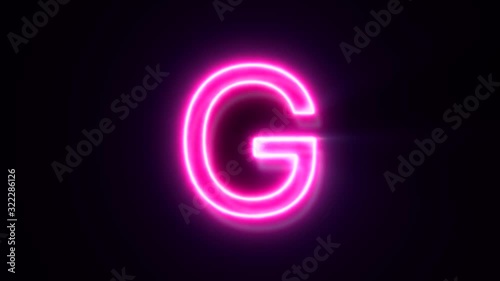 Wallpaper Mural Pink neon font letter G uppercase blinks and appear in center Torontodigital.ca