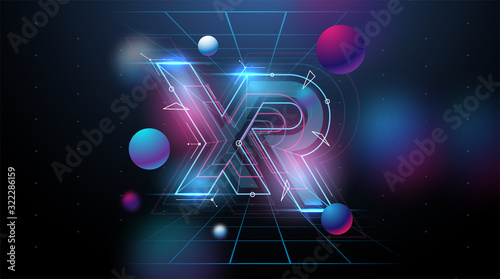 XR logo layout. Modern template for web and print. Cross reality concept.