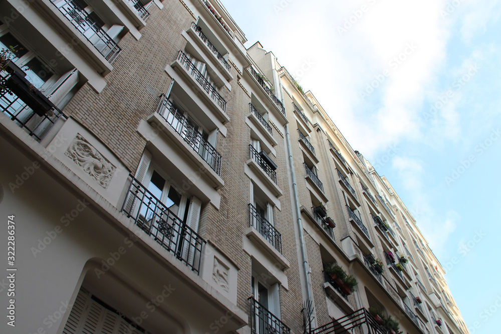 flat buildings in montmartre in paris (france)